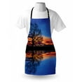 thumbnail image 3 of Panorama Apron Tree against Sunset View at Magical Night with Sky Reflection over the Lake Print, Unisex Kitchen Bib Apron with Adjustable Neck for Cooking Baking Gardening, Blue Orange, by Ambesonne, 3 of 3