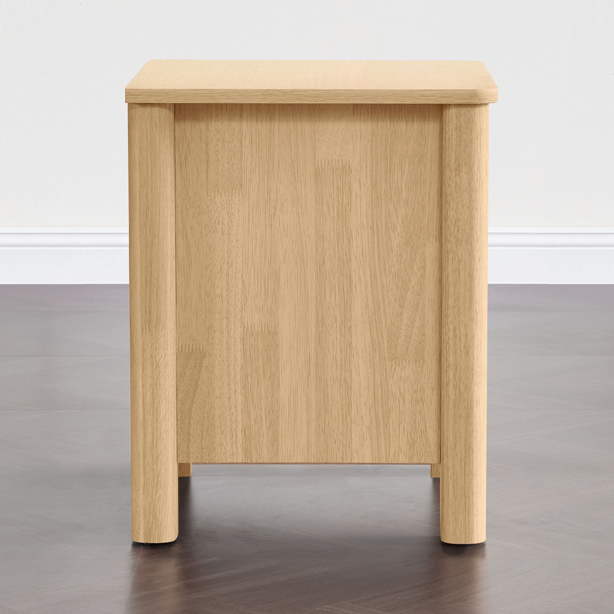 Spruce & Spring Farmhouse Nightstand, 2-Drawer End Table, Bedside Table for Bedroom, Living Room & Study, Natural Wood Finish