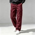 thumbnail image 4 of DYTTDG Men’s Drawstring Cargo Pants, Elastic Waist Full Length Straight Leg Trousers with Multi Pockets, Solid Color Casual Wear for Daily Walking & Outdoor, 4 of 8