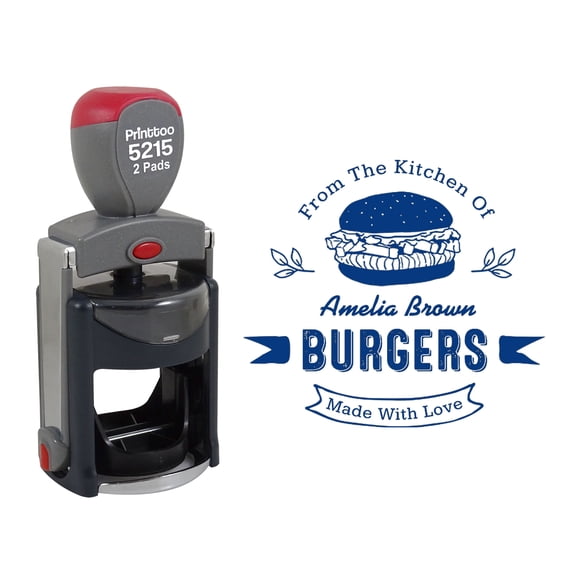 Printtoo Roound Personalized&nbsp;Blue Self Inking Kitchen Stamp Custom Business Monogram Rubber&nbsp;Stamper-45 mm