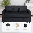 thumbnail image 4 of 3-in-1 Velvet Sleeper Sofa Bed, Pull Out Couch with Adjustable Backrest, Storage Pockets & 2 Pillows, Convertible Sofa Bed for Living Room, Bedroom, Small Space Solution, Black, 4 of 10