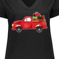 thumbnail image 4 of Inktastic Christmas Red Vintage Truck with Presents Women's Plus Size V-Neck T-Shirt, 4 of 5