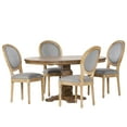 thumbnail image 2 of Noble House Dason Fabric and Wood 5 Piece Dining Set, Light Gray and Natural, 2 of 13