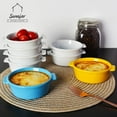 thumbnail image 6 of SWEEJAR Ceramic Souffle Dishes - Round Double Handle Ramekins - 10oz White - Set of 6, 6 of 6