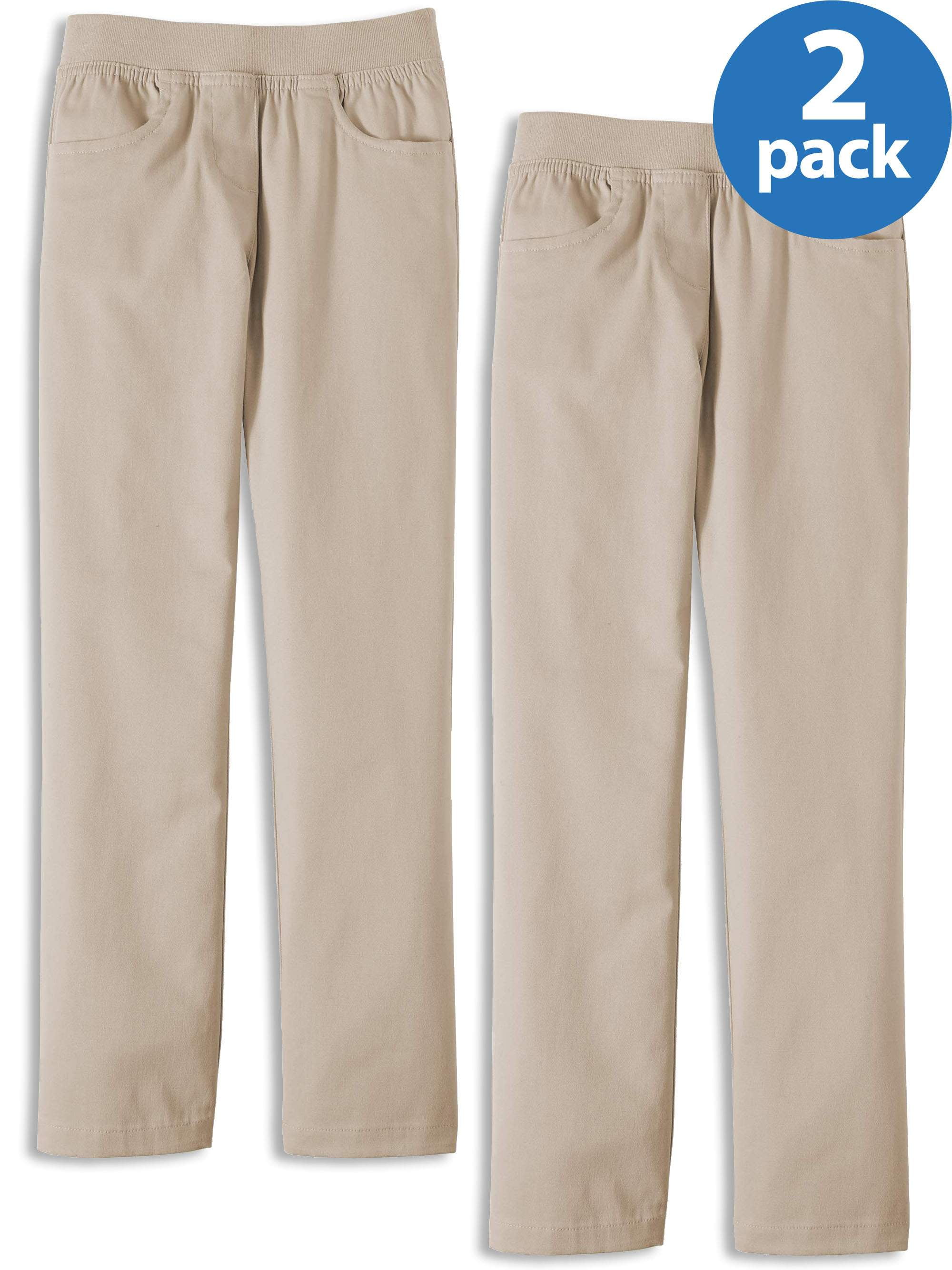 MA ONLINE Childrens Back to School Pull Up Half Elastic Waist Trousers Girls Uniform Pants