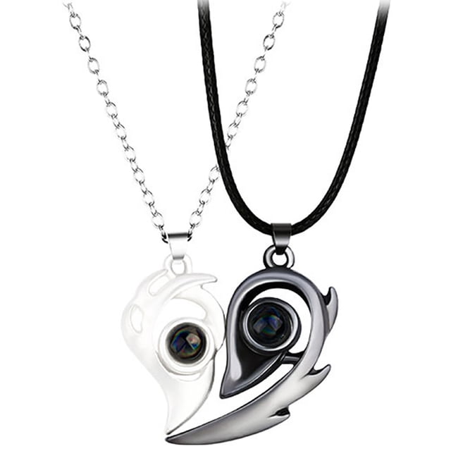 Couple Collier Coeur Simple: 2pcs 100 Langue Collier Collier Charm Collier