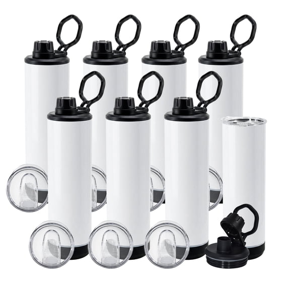 8 Pack Music Speaker Tumbler with Straw, Lid & Detachable LED Light, 20 Oz Skinny Stainless Steel Double Wall Water Bottle, Suitable for DIY Gifts