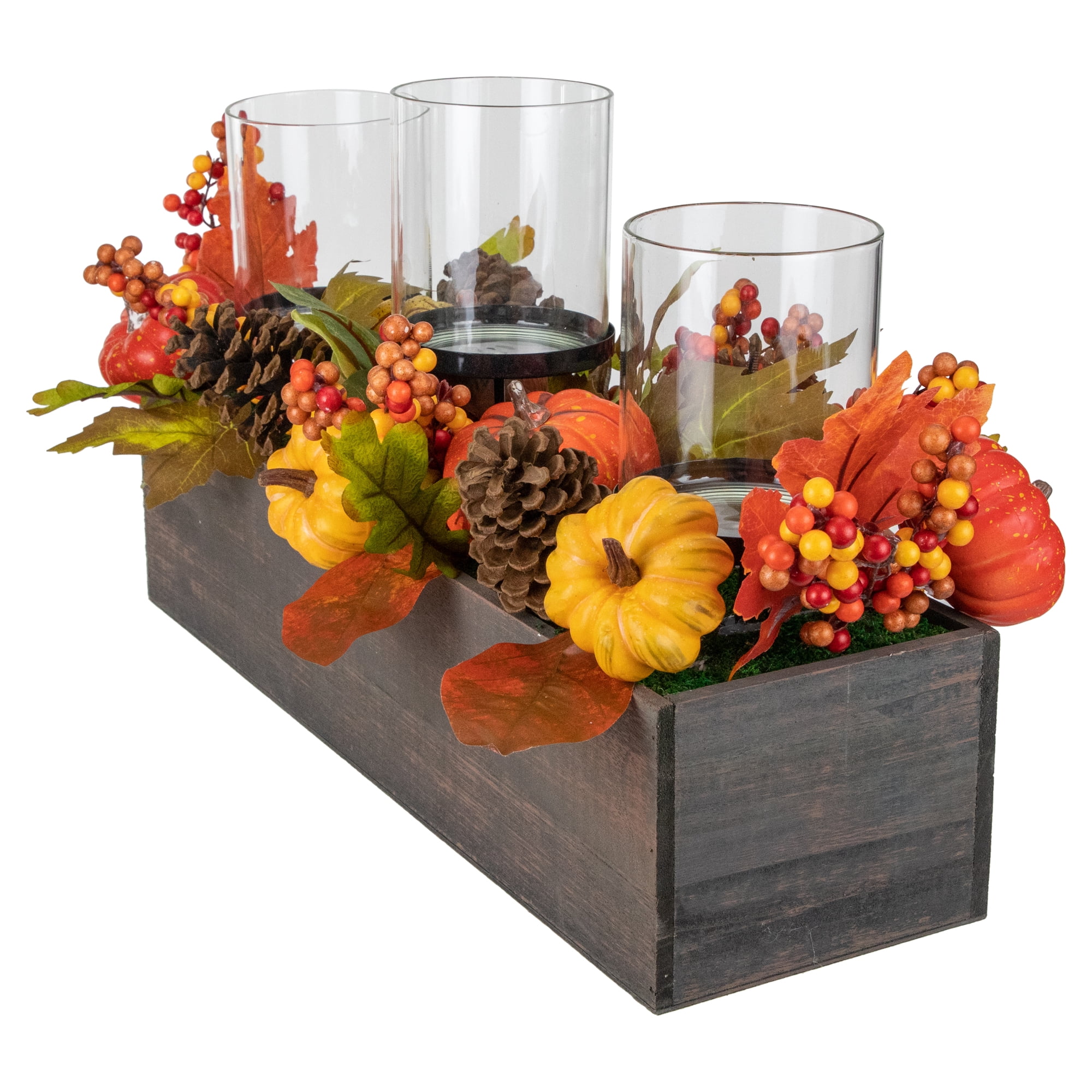 Northlight 3 Candle Brown Thanksgiving Pillar Candle Holder