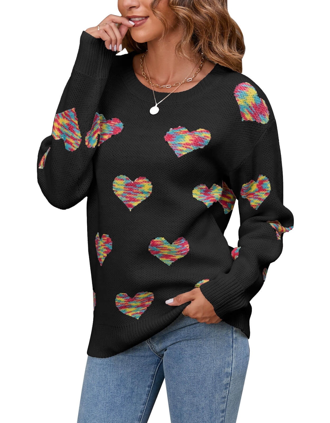 Sweaters for Women Valentine's Day Crewneck Long Sleeve Pullover ...