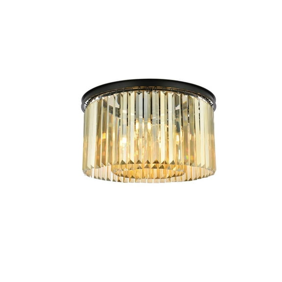Sydney 8 light Matte Black Flush Mount Golden Teak (Smoky) Royal Cut Crystal