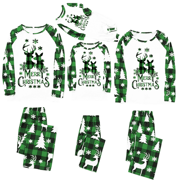 Christmas Pajamas for Family, Deer Plaid Family Christmas PJS Matching Set Holiday Sleepwear for Adult Kids Baby