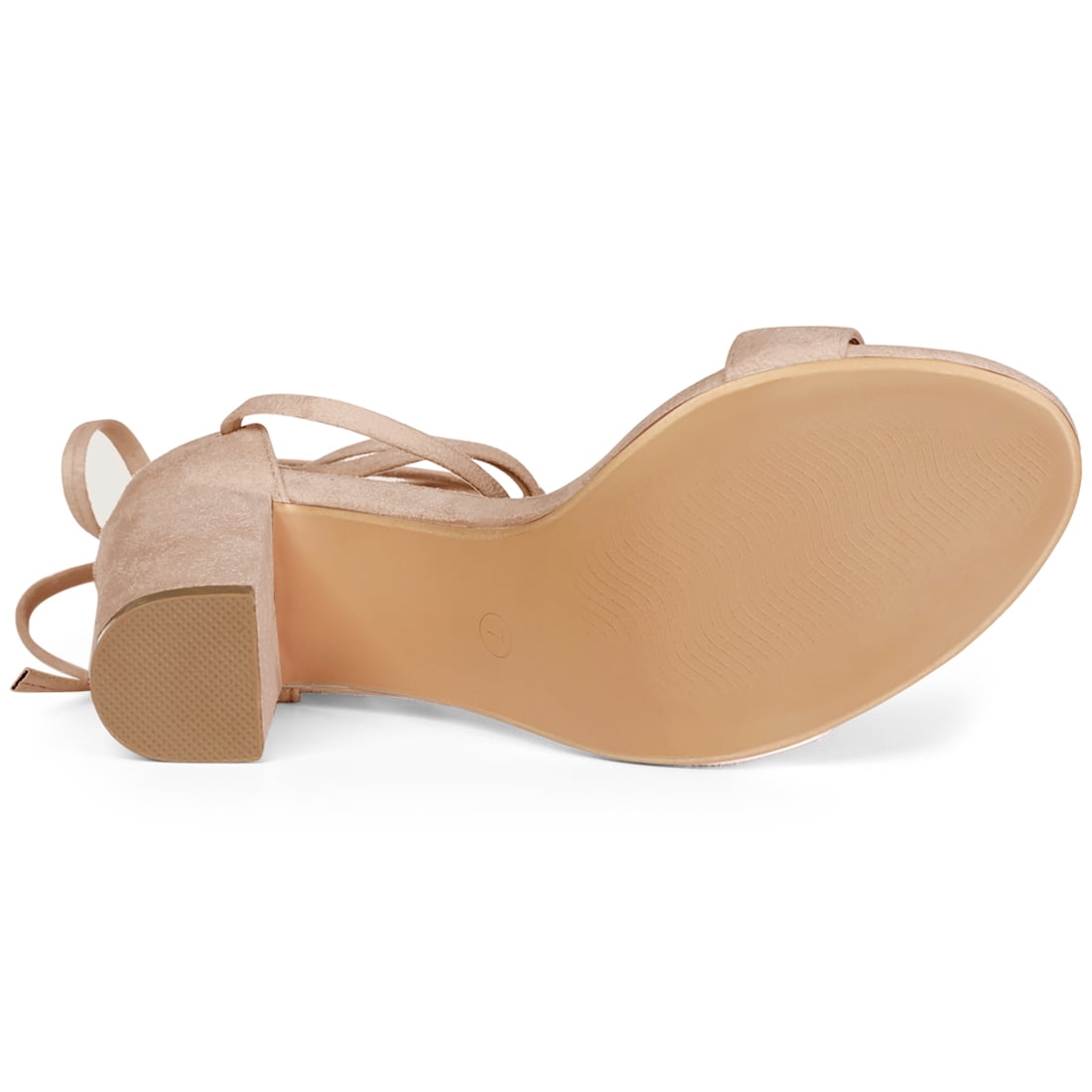 DARING DIVA Women's Lace Up Chunky Strappy High Heels Sandal Nude 8