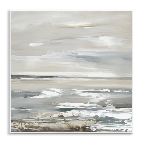 Stupell Industries White Waves Impression Landscape & Nature Painting Unframed Art Print Wall Art, 12 x 12