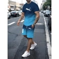 thumbnail image 3 of Conjunto de ropa deportiva para hombre, camiseta informal y pantalones cortos transpirables para correr, 2 conjuntos de cambio gradual, novedad de 2024, 3 of 4