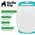 thumbnail image 3 of GORILLA GRIP Oversized 100% BPA Free Reversible Kitchen Cutting Board Set of 3, Juice Grooves, Dishwasher Safe, Turquoise, 3 of 10