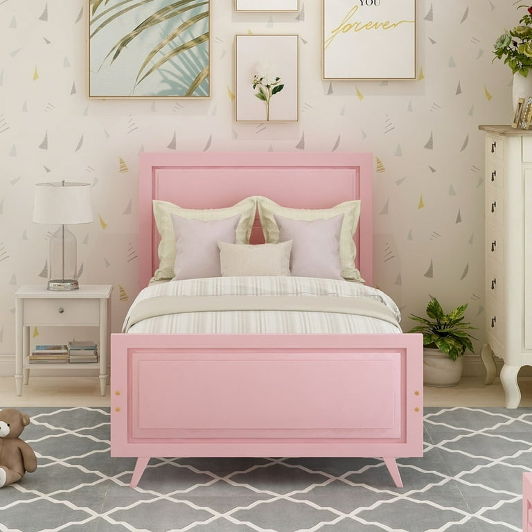 Pink twin size bed cheap frame
