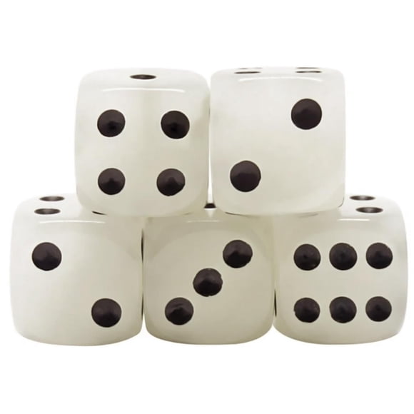 Dados de Acrílico Blanco Luminoso LuminousDie 5Pzas Bioluminiscente 6 caras Luminoso.