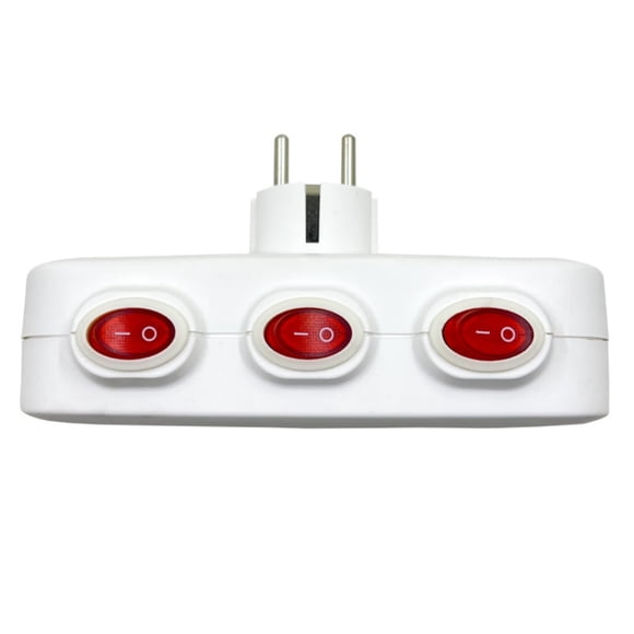 Extension Cord Adapter With 3 Outlets And Individual Switches Suitable For Home And Office Use