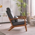 thumbnail image 4 of EasingRoom Solid Wood Armrest Accent Chair, High Back Bronzing Cloth Fabric Upholstered Lounge Chairs, Living Room FurnitureDark Gray, 4 of 11