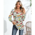 thumbnail image 3 of FUNING Women's Puff Long Sleeve Tunic Tops Pleated Crew Neck Blouses Dressy Casual Loose Fit Winter and Spring Shirts, 3 of 6
