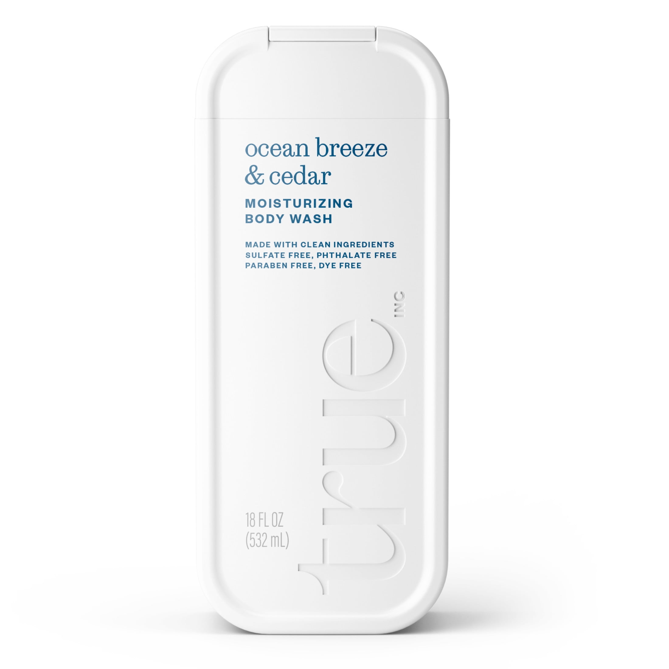 (6 pack) True Ocean Breeze & Cedar Body Wash, Sulfate-Free, Moisturizing and Hydrating Formula for Women & Men, 18 fl oz