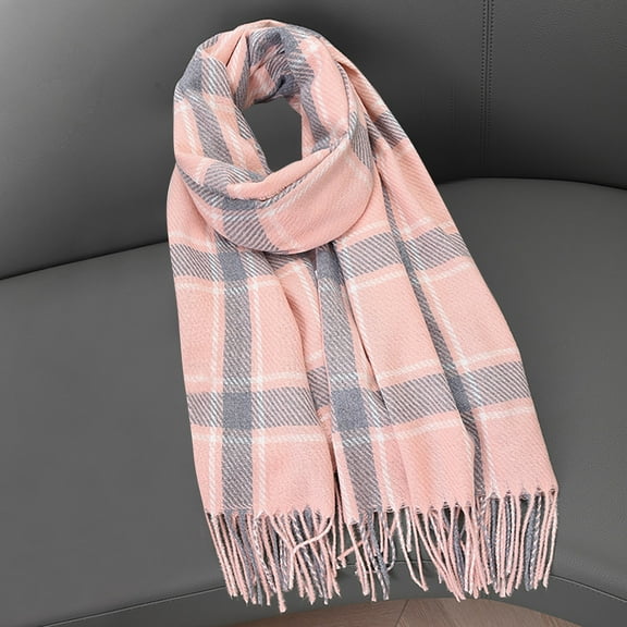 gbyLJF Winter Knitted Scarf for Women Plaid Scarves Warm Soft Daily Shawls and Wraps Long Blanket Scarf Long woolen Scarves Gift Scarf for Women