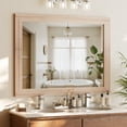 thumbnail image 2 of Easy4Home 40"x30" Rectangular Bathroom Mirror with Wooden Frame Decorative Wall Mounted Mirror, White, 2 of 6