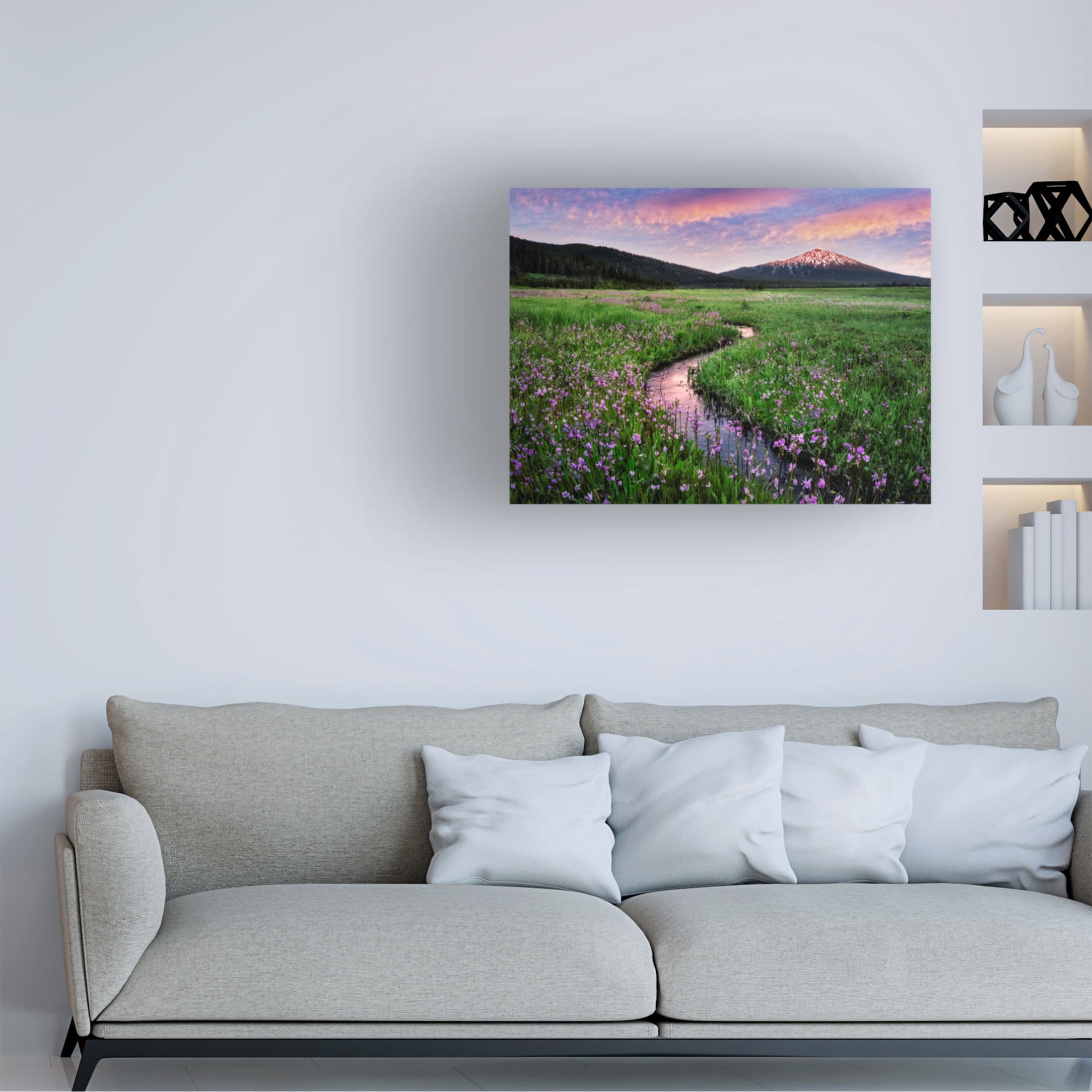 Canvas Wall Art - Dennis Frates 'Sparks Lake Meadow And Mt Bachelor' Wall Art for Living Room, Bedroom, or Office Décor by Trademark Fine Art - 19 x 14 Inches