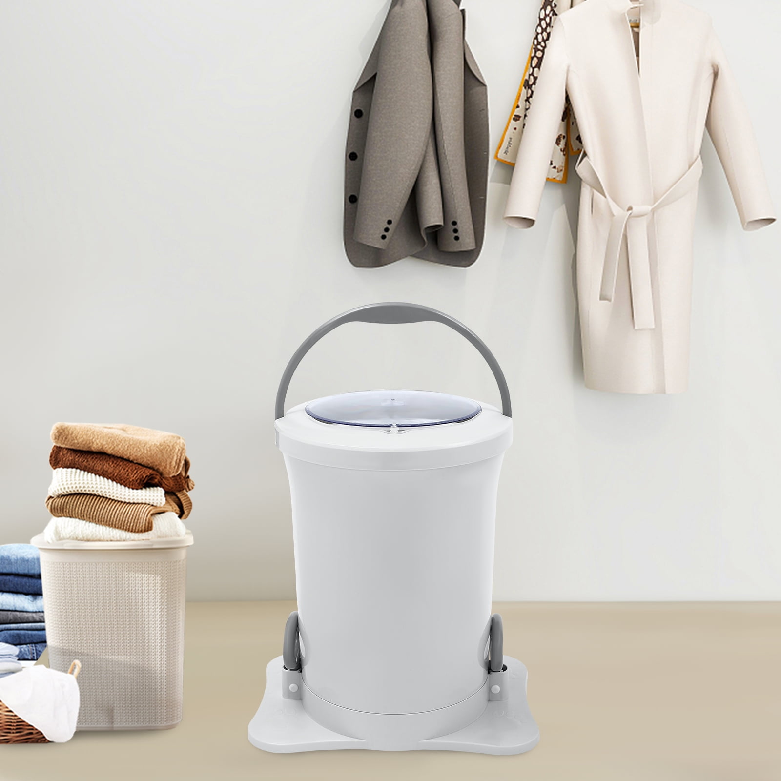 Miumaeov 3.17Gal Portable Manual Clothes Dryer, Non Electric Foot Powered Compact Mini Laundry Spin Dryer Machine for Clothes,RV, Camping, Apartment