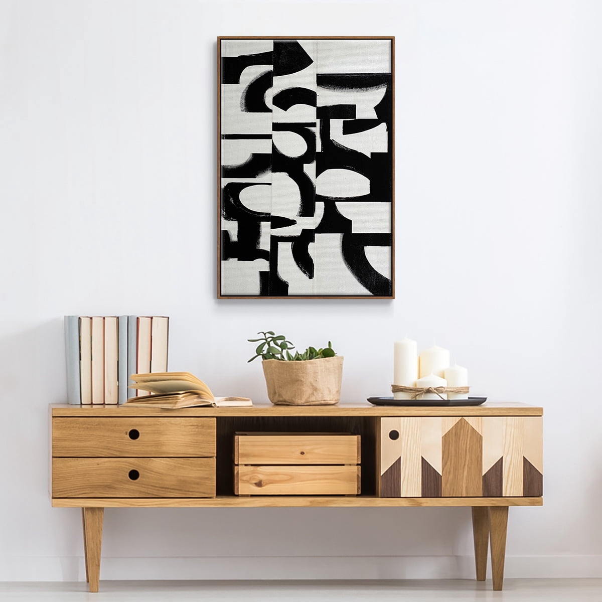Prosperous Elements V9 Framed Premium Gallery Wrapped Canvas - Ready to Hang - 17 x 25 - Walnut Floating Frame