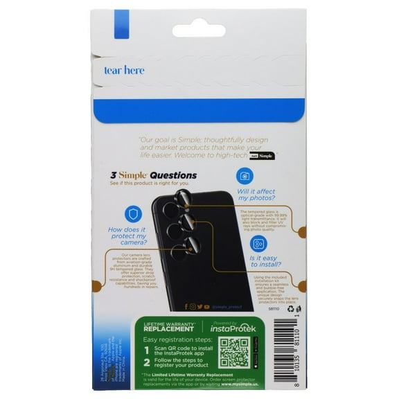 Simple Tempered Glass Camera Protection for Samsung Galaxy S24 Plus