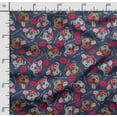 thumbnail image 2 of Soimoi Dog Print, Silk Fabric, Decor Sewing Fabric by The Yard 42 Inch Wide,Decorative Fabric for Shirts Suits Ties, Navy Blue, 2 of 6