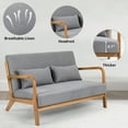 thumbnail image 6 of BIGWOO Leisure Loverseat Sofa with Solid Wood Armrest Modern Chair, 2 Seater Light Gray, 6 of 8