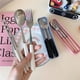 thumbnail image 2 of Juego de tenedores, cucharas y palillos de acero inoxidable, accesorios de cocina, juegos de vajilla de viaje con estuche de plástico, Ins, 3 uds. Fivean unisex, 2 of 2