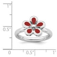 thumbnail image 5 of 925 Sterling Silver Stackable Expressions Polished Red Enameled Flower Ring Size: 8; for Adults and Teens; for Women and Men, 5 of 5