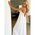 thumbnail image 2 of White Womens Backless Spaghetti Strap Maxi Dress, Loose Sleeveless Empire Waist Summer Dress, 2 of 6