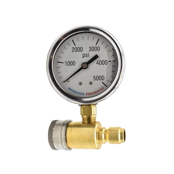 Interstate Pneumatics PW7167 2-1/2 Inch Pressure Washer Pressure Gauge Kit 3/8 Inch Quick Connect 0-5000 PSI
