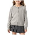 thumbnail image 3 of Wonitaaizi Girls Cardigan Sweater Toddler Long Sleeve Button Knit Solid Sweaters Tops (6-12 Months,Grey), 3 of 6