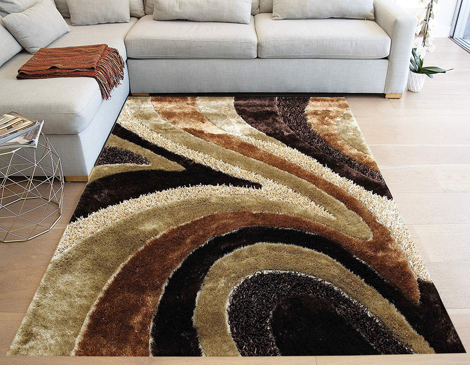 Gold Shaggy Hand-Woven Rug CLEARANCE STOCK up to 70% off Retail Price 