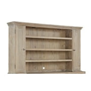 Emerald Home Castle Bay Whitewashed Pine Hutch with Open Shelving And Touch Lighting