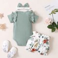 thumbnail image 3 of Vedolay Shorts Sets For Girl Girl's 2 Pieces Shirred Tie Shoulder Frill Trim Cami Crop Top and Paperbag Waist Shorts Set,Green 6-9 Months, 3 of 4