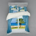 thumbnail image 1 of Ambesonne Colorful Bedding Set 4 Pcs, Shore Palm Tree Island, Queen, Blue Green, 1 of 3