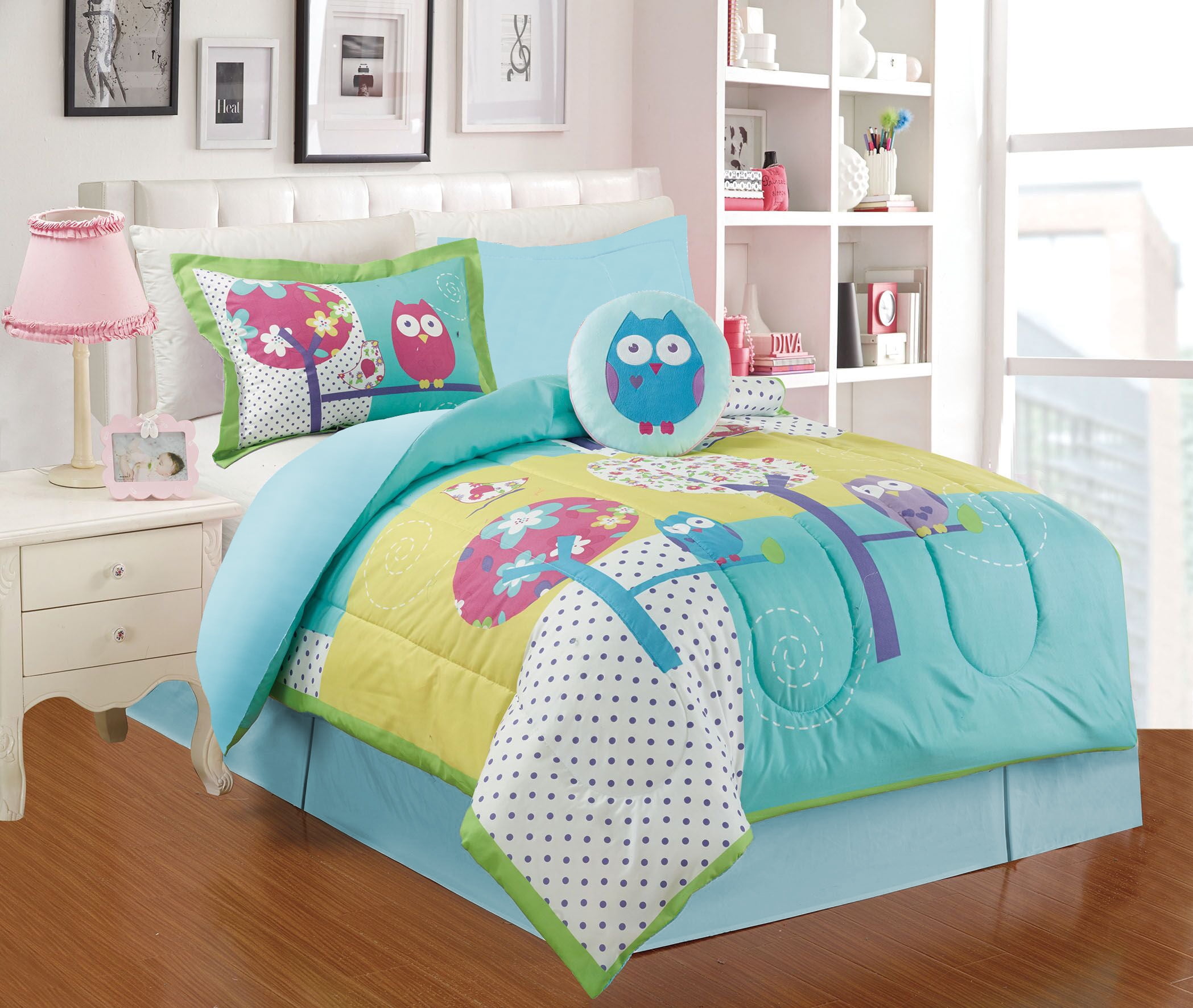 All American Collection 4 Piece Twin Size Owl Comforter Set with Bed-skirt - Walmart.com