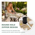 thumbnail image 4 of Round Outdoor Tablecloth with Umbrella Hole and Zipper, White Daisy Farmhouse Tablecloth with Elastic Waterproof, Garden Floral Honeybees Wooden Patio Table Covers for 31" - 35" Picnic Pool Tables, 4 of 9