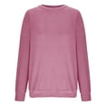 thumbnail image 4 of WREESH Womens Fashion Crewneck Sweatshirts Solid Color Comfortable Long Sleeve Casual T-Shirt Blouse Pullover Pink, 4 of 6