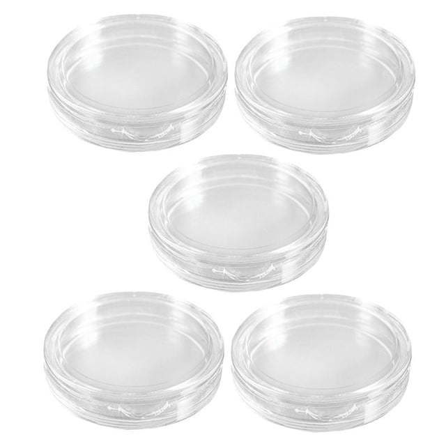 50 Pzs Caja de Monedas de Plastico Transparente Redonda Pequena 26mm