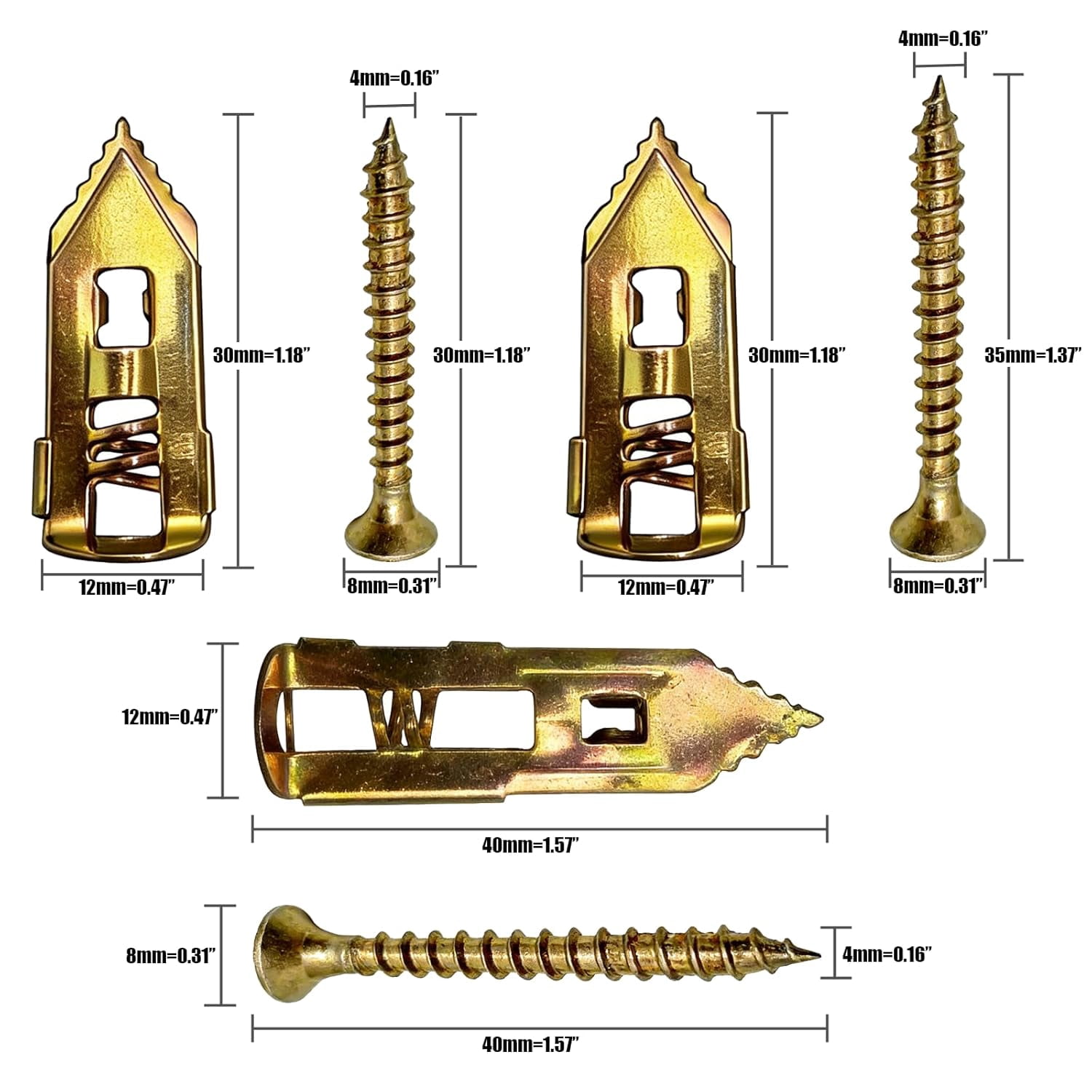 Drywall Anchors with Screws Kit, Self Drilling, 3 Sizes, Total 50pcs, Sheetrock Wall Anchors & Nails for Hanging Pictures, Book Shelf, Home Decor, Expansion Anchors and Screws Set(No Drill Needed)