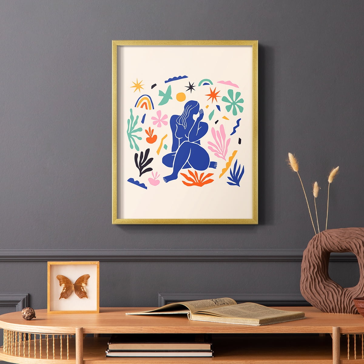 Matisse CDXLIV in Gold Solid Wood Framed Print No Nail Hanging