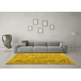 thumbnail image 3 of Ahgly Company Machine Washable Indoor Round Abstract Yellow Contemporary Area Rugs, 7' Round, 3 of 4