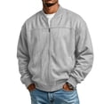 thumbnail image 2 of Rexolia Mens Cotton Jacket Lightweight Full Zip Windproof Stand Collar with Pockets Outdoor Hiking Fall Light Gray S, 2 of 7